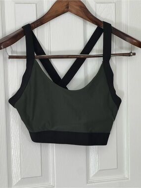 Avia Olive Green and Black Crossback Sports Bra